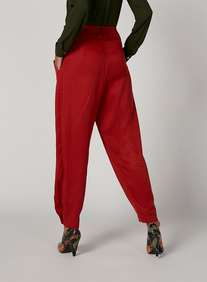 Iconic Faux Stone Button Detailed Pants Red - Image 2