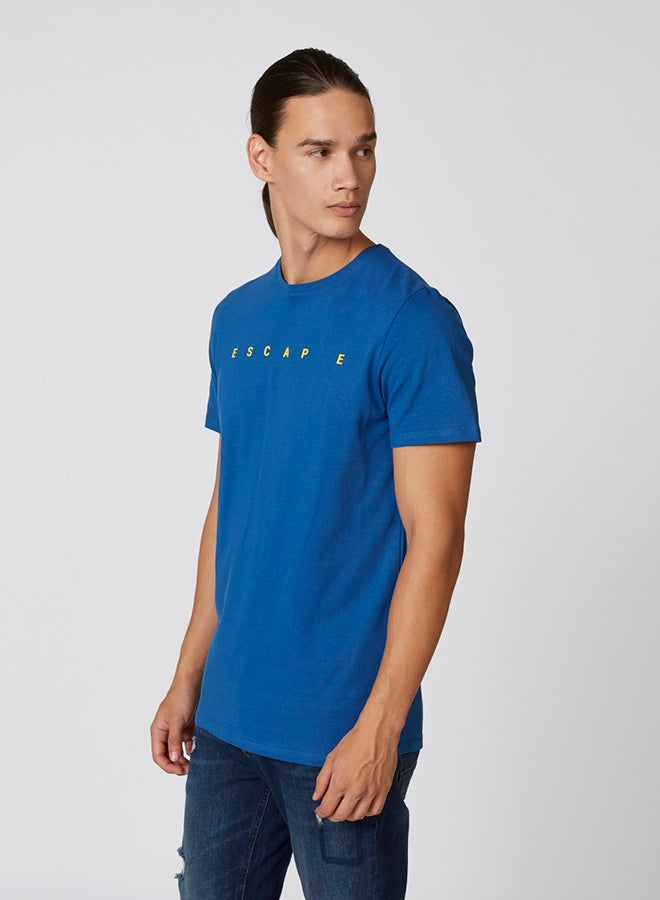 Iconic Text Detailed T-Shirt Blue  - Image 1
