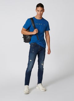 Iconic Text Detailed T-Shirt Blue  - Image 4