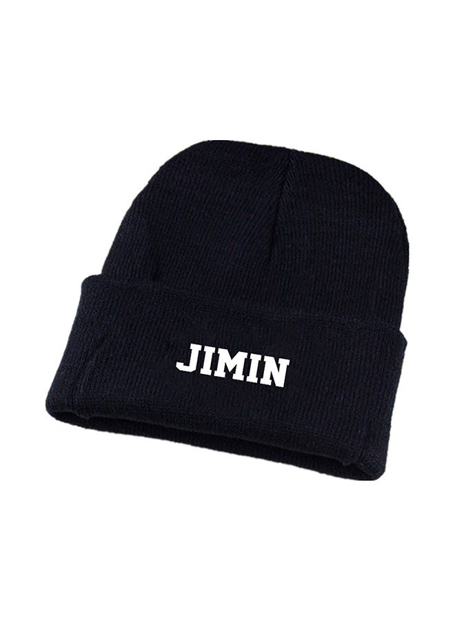 Jimin Pattern Knitted Cap Black