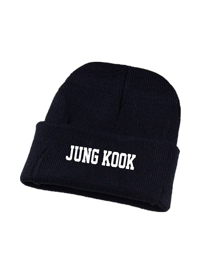 Jung Kook Pattern Knitted Cap Black 