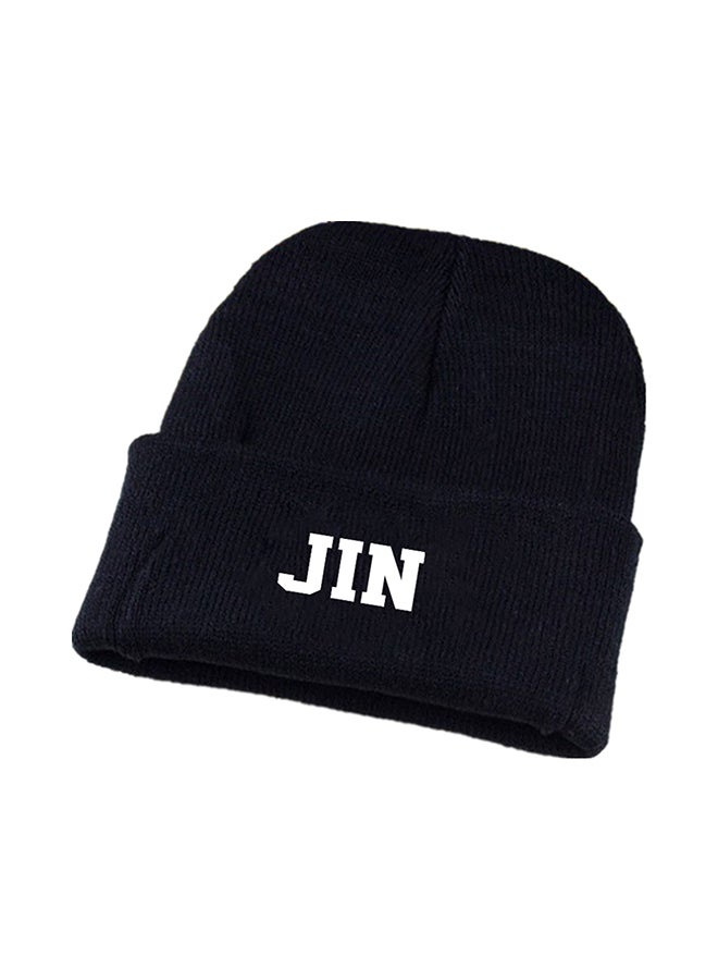 BTS Jin Pattern Knitted Cap Black