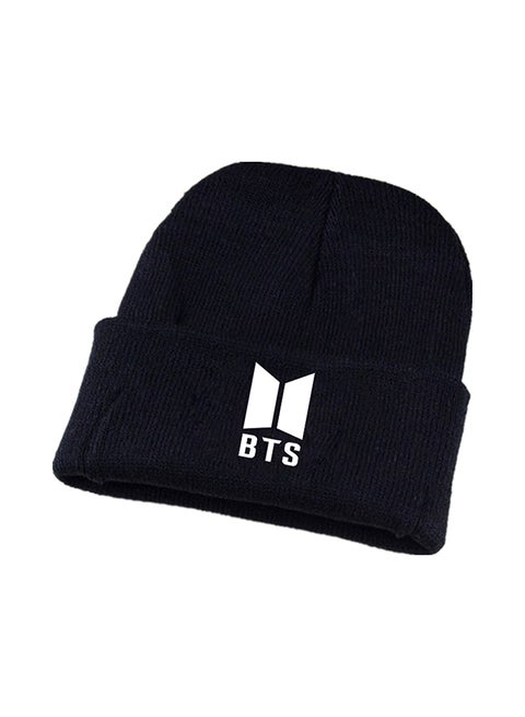 BTS Sign Pattern Knitted Cap Black
