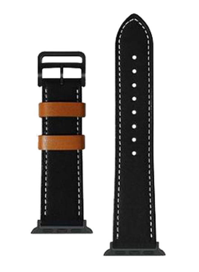 Remson Replacement Watch Band For Apple Watch Series 1/2/3/4 42/44mm Black/Brown  - Image 1