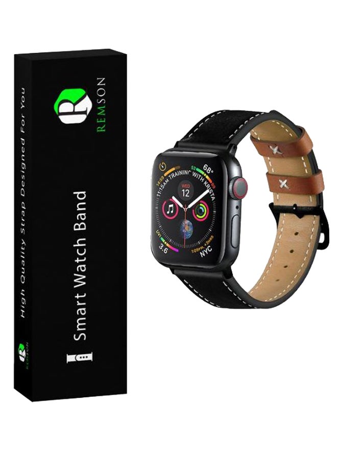 Remson Replacement Watch Band For Apple Watch Series 1/2/3/4 42/44mm Black/Brown  - Image 2