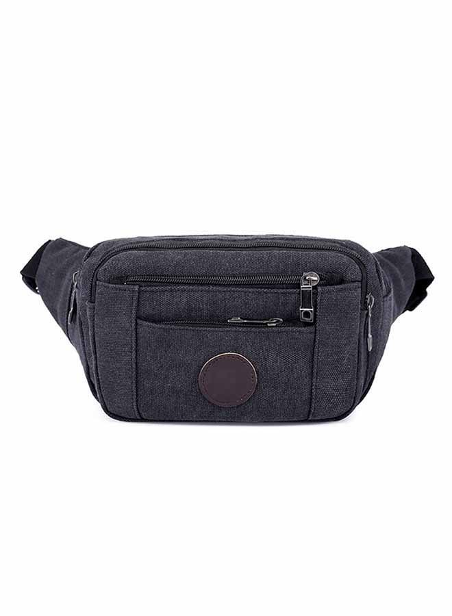 Outdoors Leisure Business Solid Color Waist Bag Black 