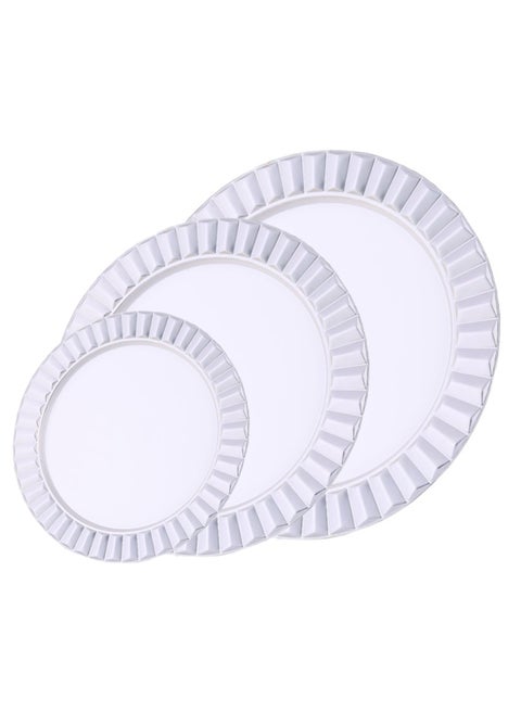 3-Piece Iron Round Shape Serving Tray Set Includes 1xTray (L) 45cm, 1xTray (M) 39cm, 1xTray (S) 33cm Matt Silver