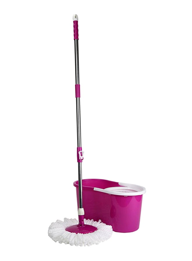 360-Degree Rotating Magic Mop With Bucket Set White/Purple/Silver