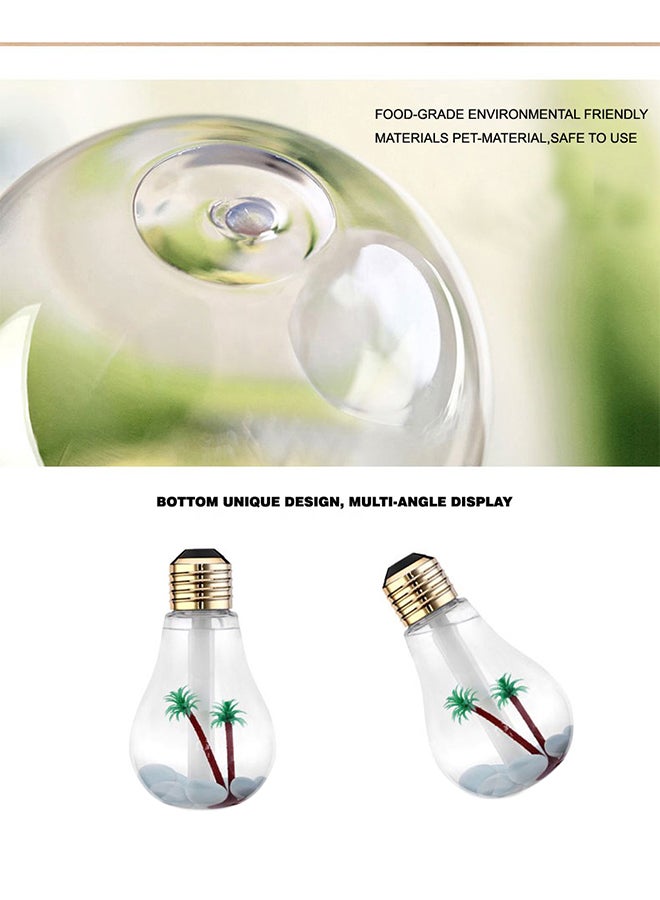 Gulfdealz Mini Bulb Shaped Ultrasonic Humidifier With USB And 7 Colour LED Light Gold/Clear  - Image 3