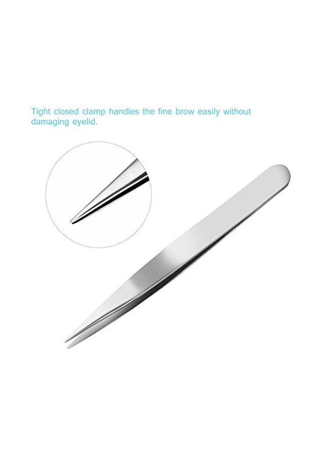 PIXNOR 4-Piece Stainless Steel Luxury Tweezers With Eyebrow Scissor Silver/Black - Image 4