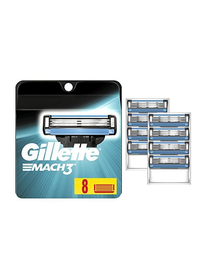 Gillette 8-Piece Mach3 Razor Blade Black/Blue/Silver - Image 1