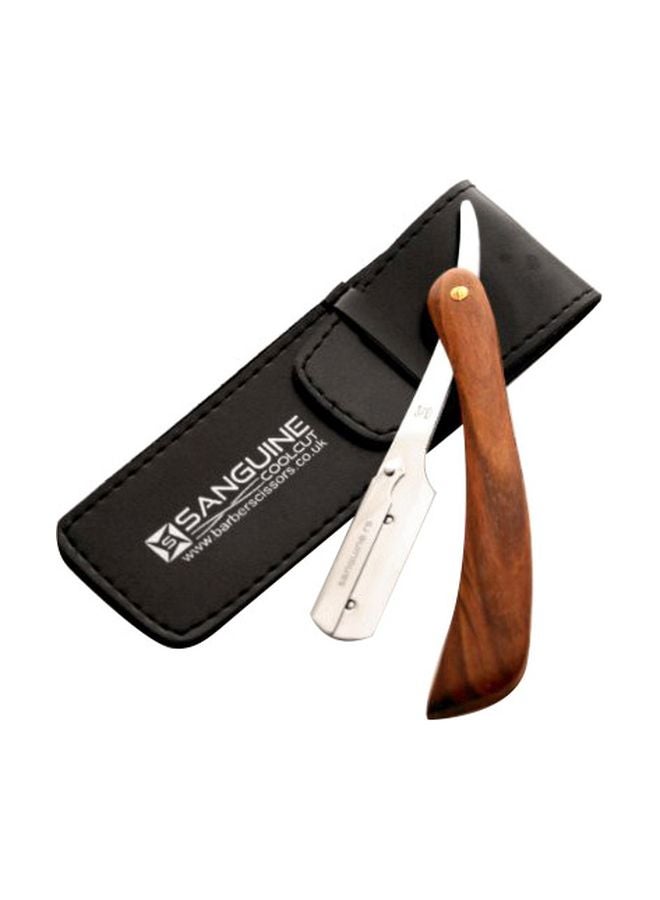 Sanguine Wooden Shaving Razor With Blades And Pouch Brown/Silver - Image 1