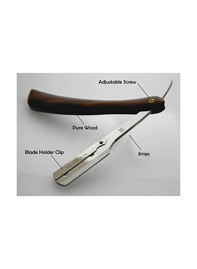 Sanguine Wooden Shaving Razor With Blades And Pouch Brown/Silver - Image 4