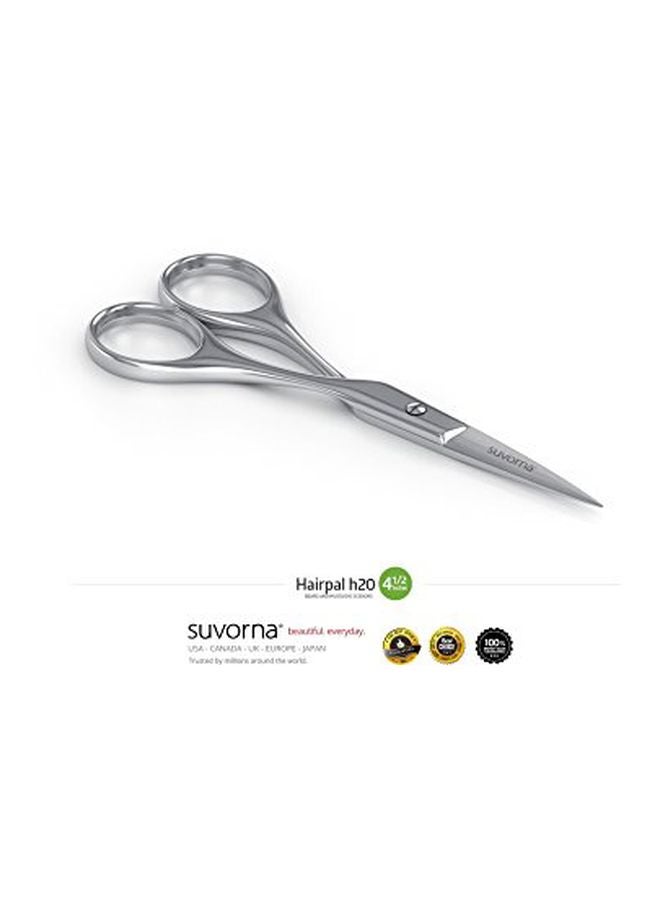 Suvorna Hairpal Beard, Mustache Trimming Scissors Silver 5inch - Image 2