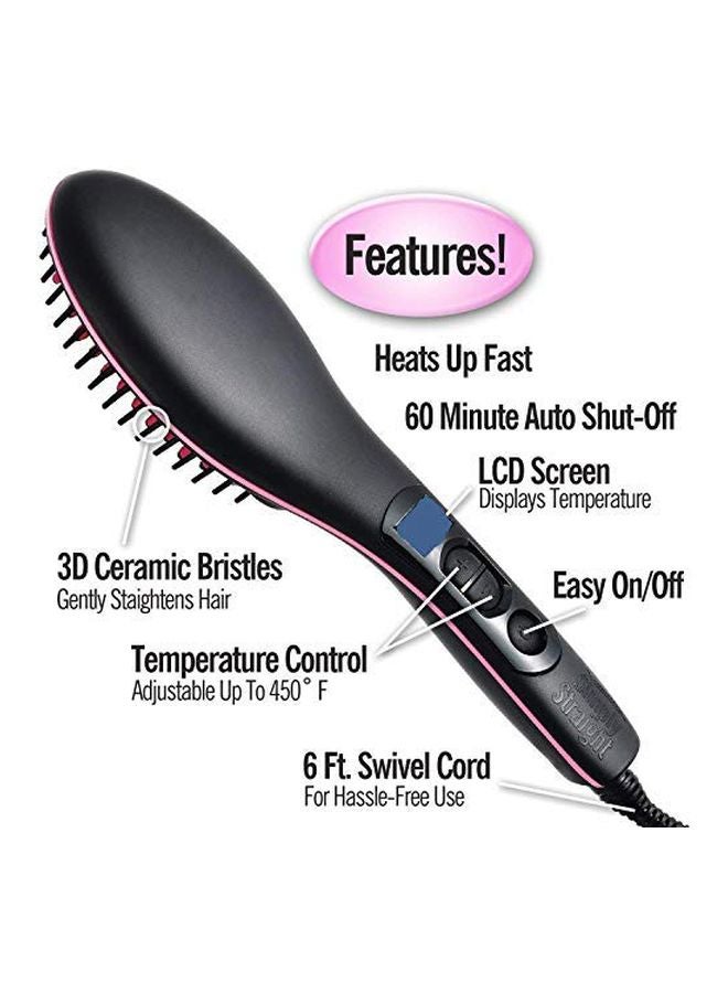 Piesome 2-In-1 Hair Straightener Brush Black/Red - Image 2
