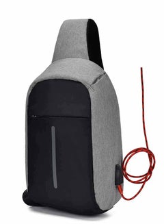 Canvas Bag Pack With USB Port Grey/Black