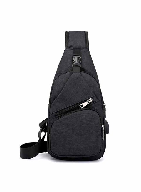 Zipper Decor Outdoor Sports Chest Bag Black