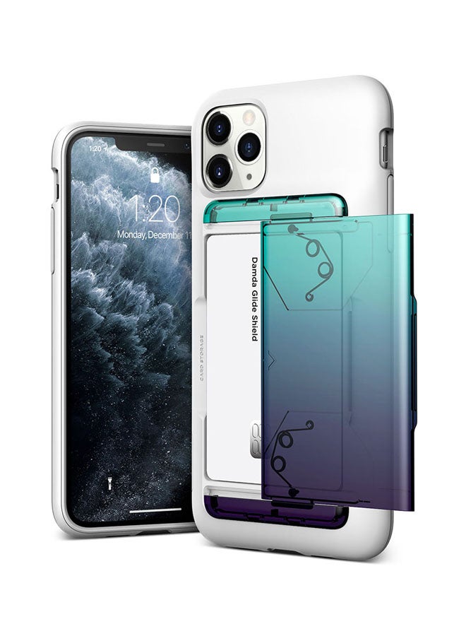 VRS Design Automatic Card Wallet Protective Case Cover For Apple iPhone 11 Pro Max Green/Purple  - Image 1