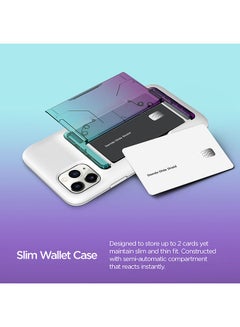 VRS Design Automatic Card Wallet Protective Case Cover For Apple iPhone 11 Pro Max Green/Purple  - Image 2