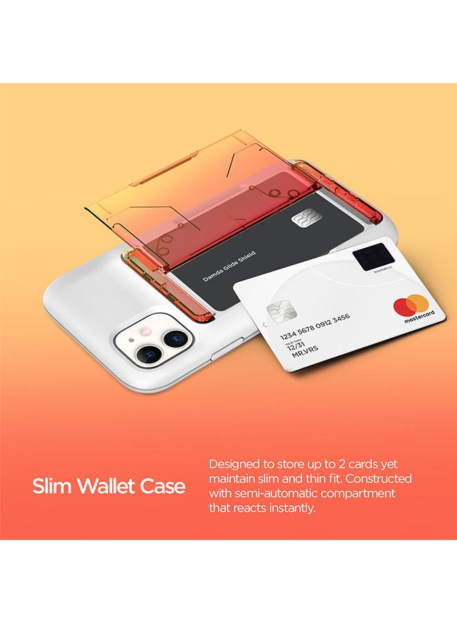 VRS Design iPhone 11 Damda Glide Shield Semi Automatic Card Wallet cover/case Yellow Peach)  - Image 2