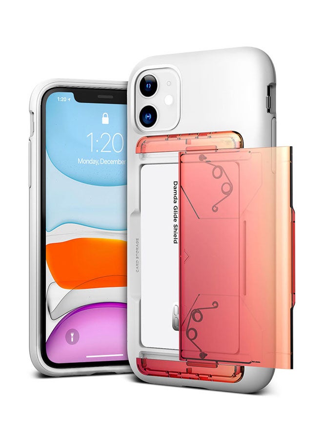 VRS Design iPhone 11 Damda Glide Shield Semi Automatic Card Wallet cover/case Yellow Peach)  - Image 1