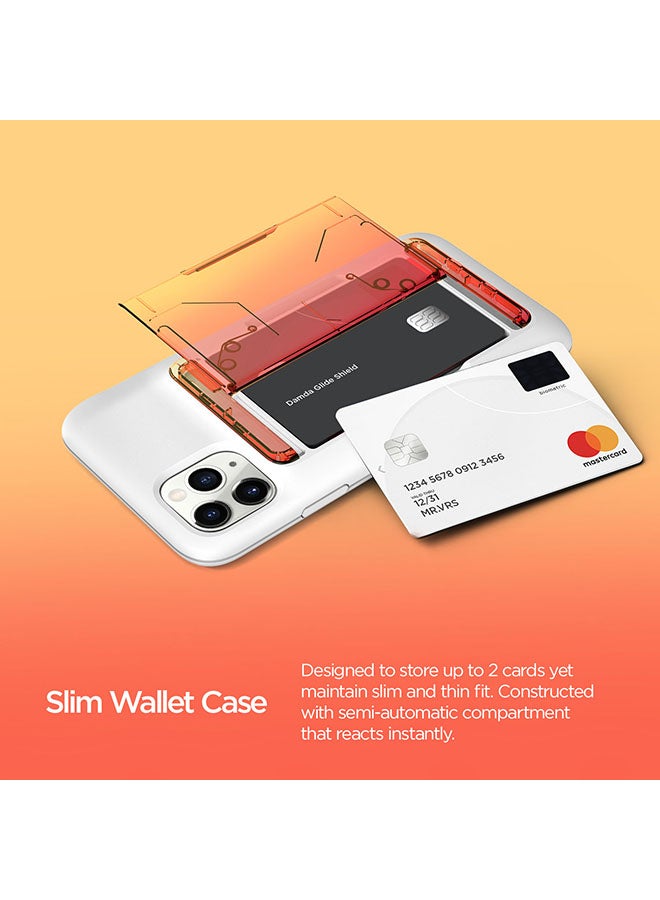 VRS Design iPhone 11 PRO Damda Glide Shield Semi Automatic Card Wallet cover/case Yellow/Peach  - Image 2