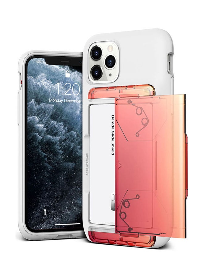 VRS Design iPhone 11 PRO Damda Glide Shield Semi Automatic Card Wallet cover/case Yellow/Peach  - Image 1