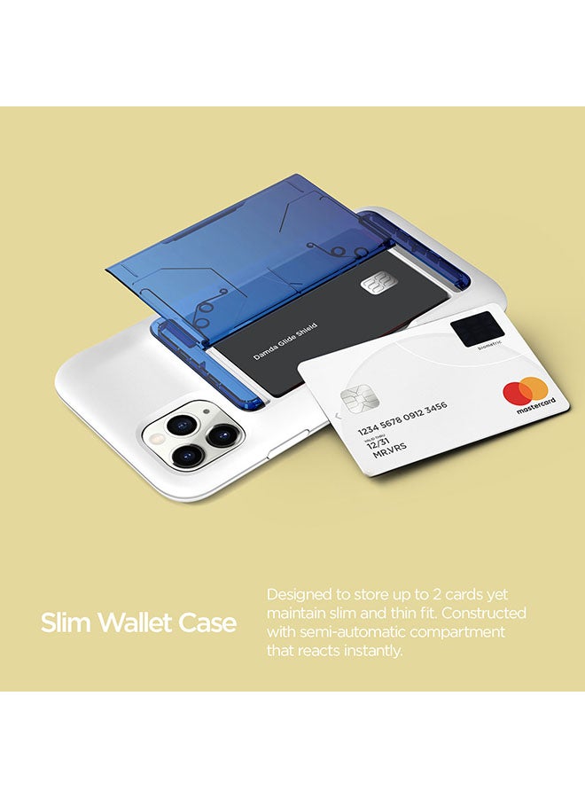 VRS Design iPhone 11 PRO Damda Glide Shield Semi Automatic Card Wallet cover/case Blue/Black  - Image 2