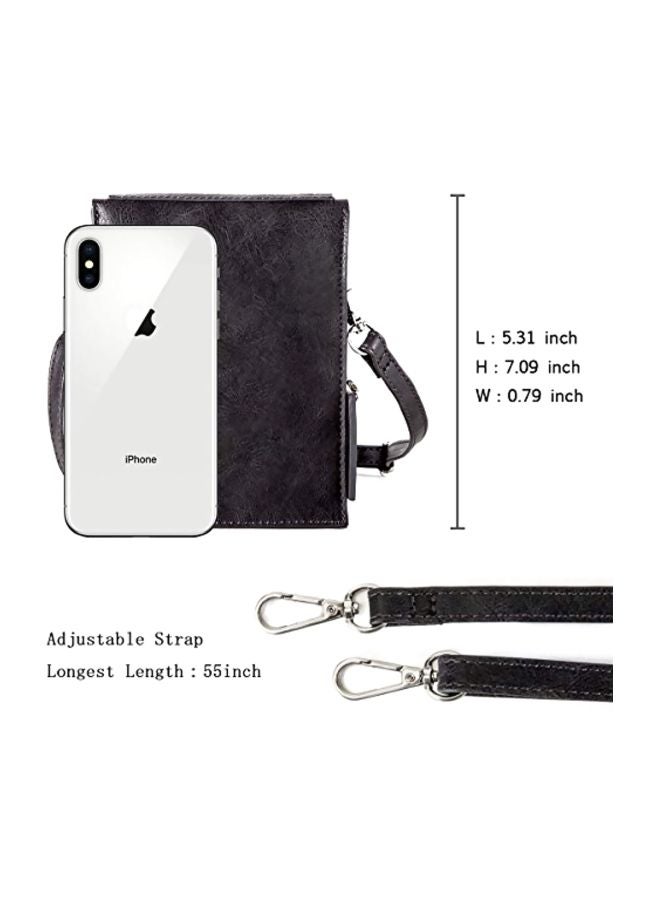 seOSTO Synthetic Leather Snap Crossbody Bag Black - Image 3