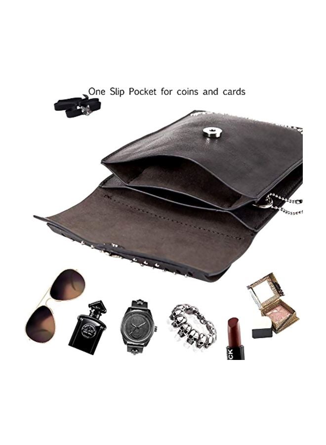 seOSTO Synthetic Leather Snap Crossbody Bag Black - Image 5
