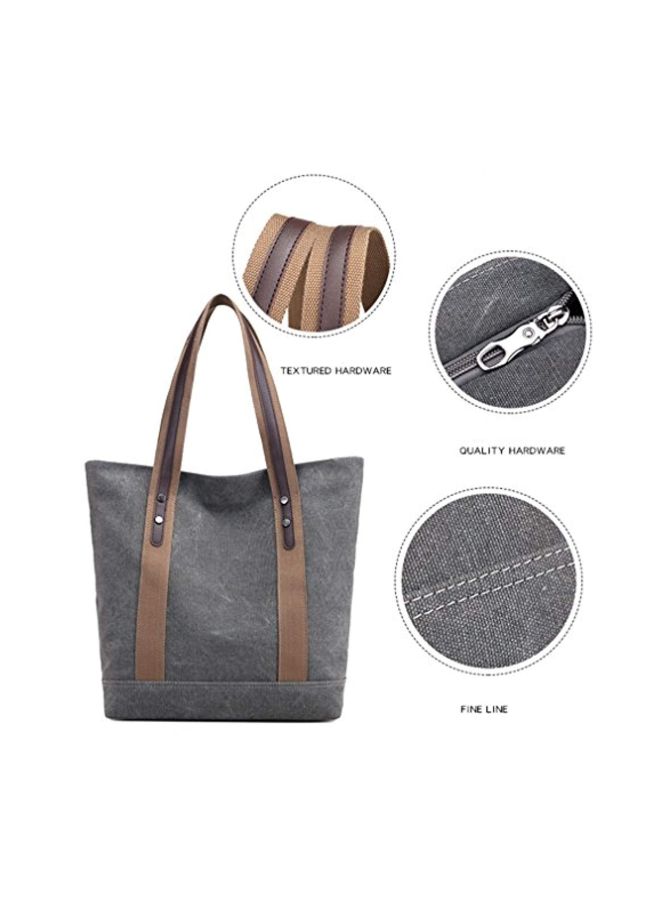 Sunshinejing Canvas Tote Bag Grey/Brown - Image 3