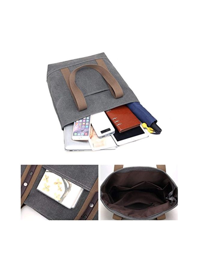 Sunshinejing Canvas Tote Bag Grey/Brown - Image 4