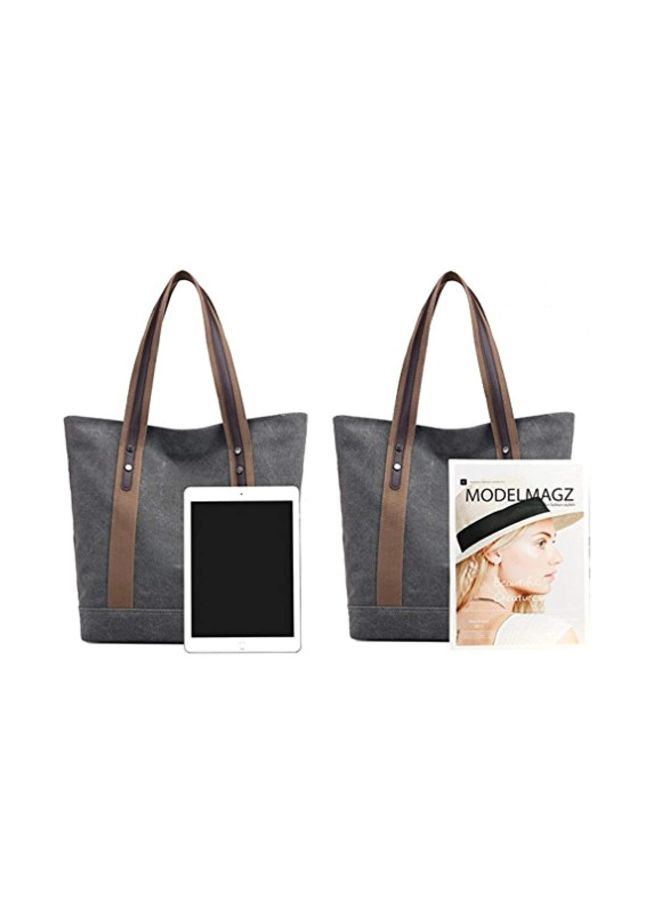 Sunshinejing Canvas Tote Bag Grey/Brown - Image 5