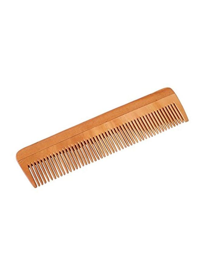 HealthAndYoga Handcrafted Neem Wood Comb Beige 7inch - Image 1