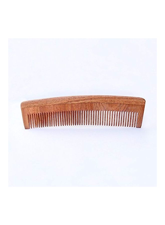 HealthAndYoga Handcrafted Neem Wood Comb Beige 7inch - Image 3