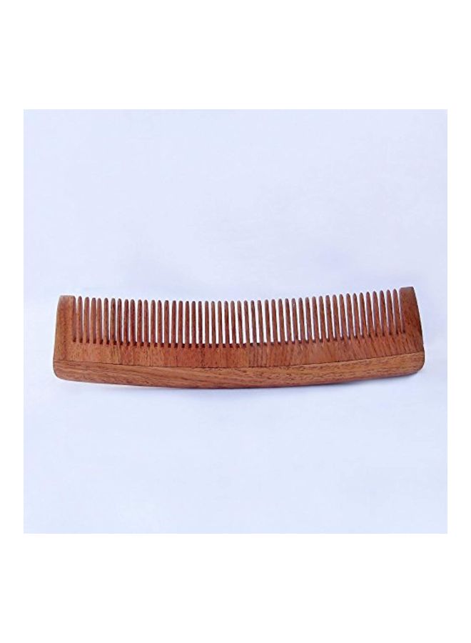 HealthAndYoga Handcrafted Neem Wood Comb Beige 7inch - Image 4