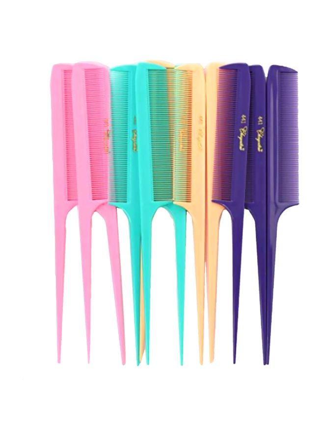 12-Piece Rat Tail Comb Set Pink/Blue/Purple 8.5inch - v1569236944/N30208338A_1