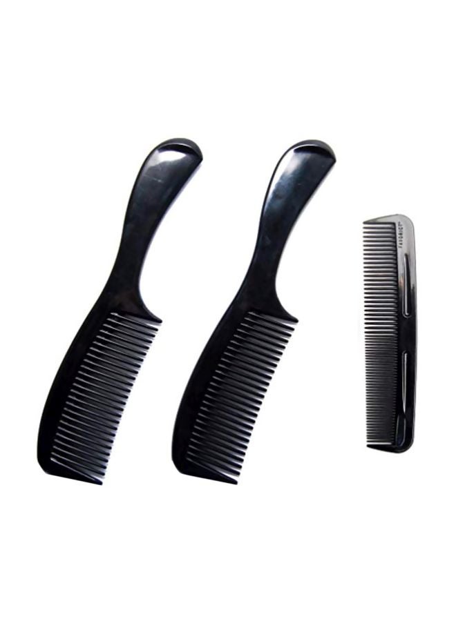 Luxxii 3-Piece Round Handle Comb Set Black - Image 1