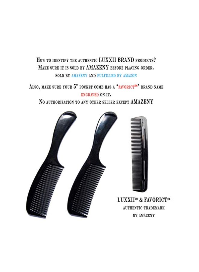 Luxxii 3-Piece Round Handle Comb Set Black - Image 2