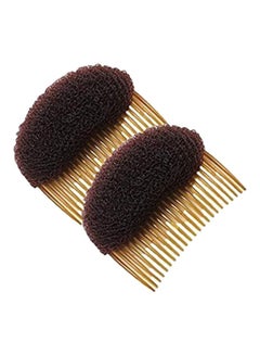 2-Piece Hair Decoration Comb With Sponge Brown 3.3inch - v1569237968/N30208601A_1