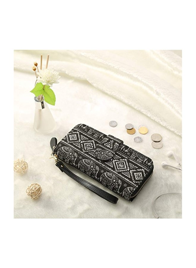 LATH.PIN - Elephant Pattern Bohemian Wallet Black/White - Image 1