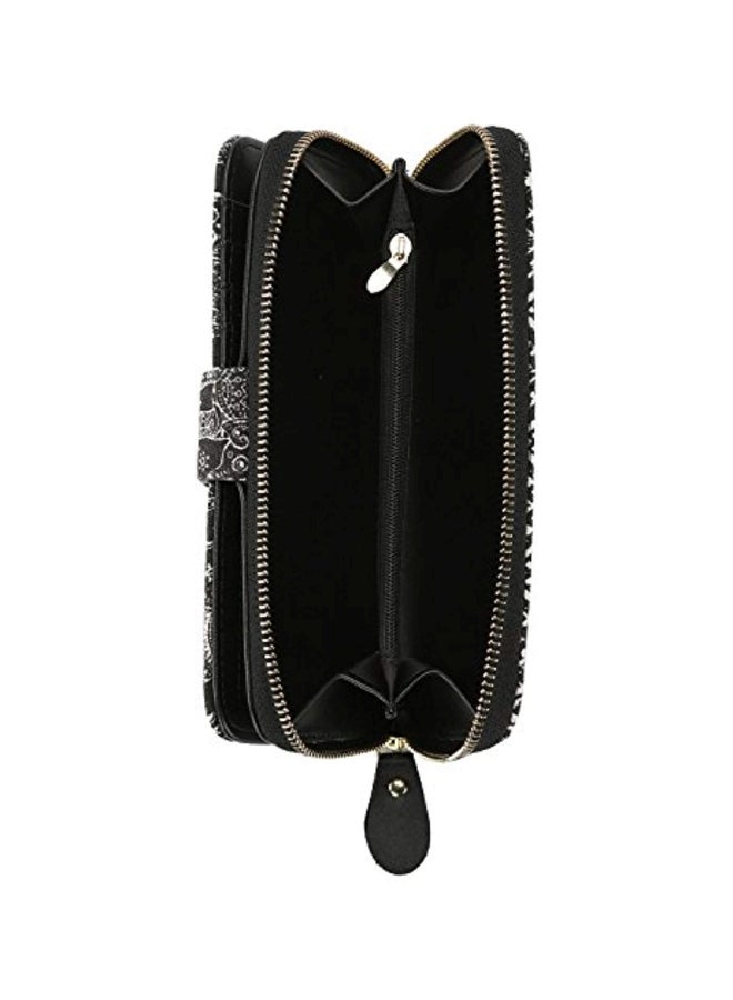 LATH.PIN - Elephant Pattern Bohemian Wallet Black/White - Image 1