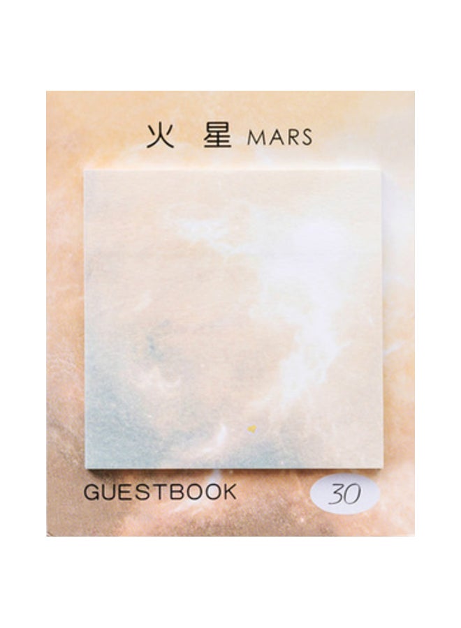 مجموعة ورق ملاحظات لاصق مربع الشكل بنمط جميل على شكل كوكب، قطعتان مارس