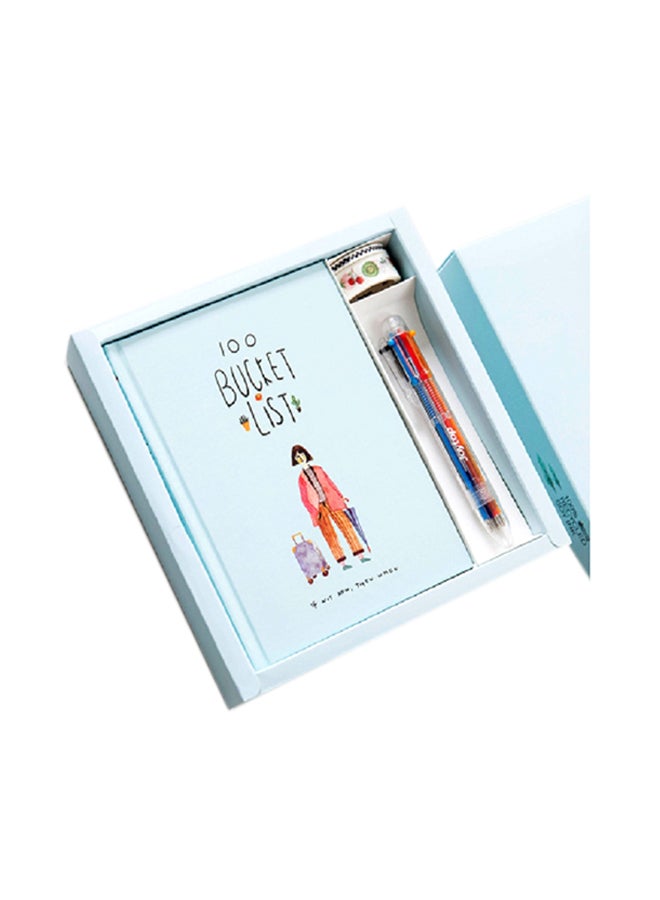 Agenda Scheduler Notebook Stationery Gift Set Sky Blue