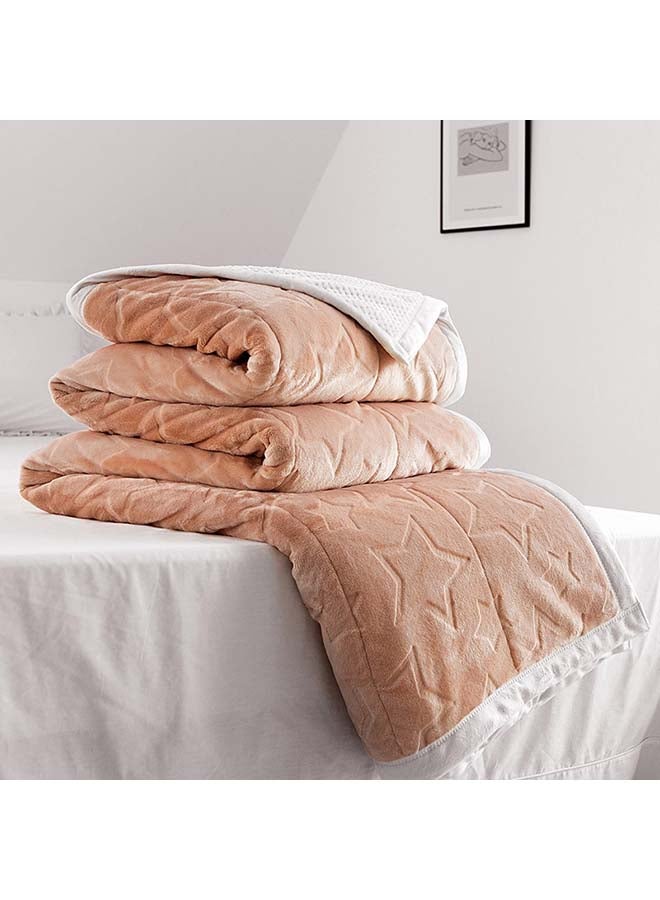 Carving Pattern Warm Blanket Throw cotton Beige 100x140cm 