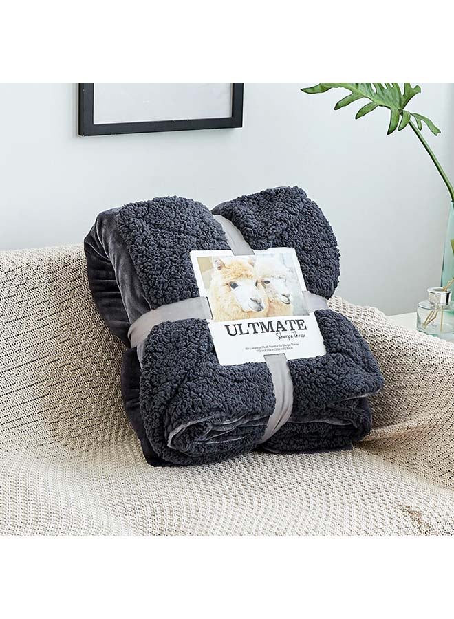 Solid Design Bed Blanket Cotton Grey 150x200cm