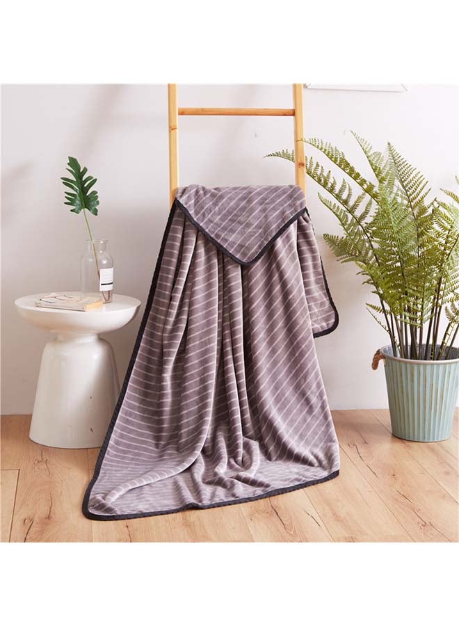 بطانية ديكور ناعمة مخططة من الفلانيل cotton رمادي 180x200سم