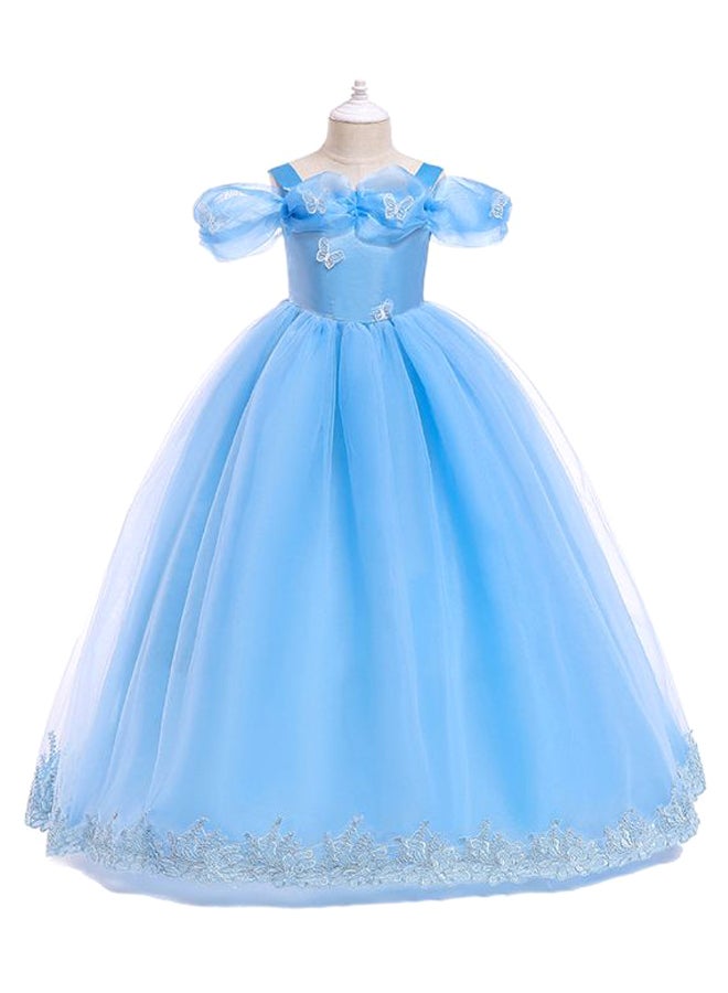 Princess Flower Off Shoulder Maxi Dress Blue  - Image 1