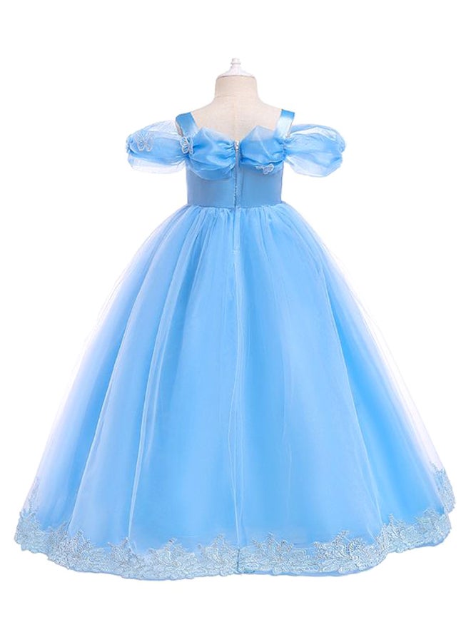 Princess Flower Off Shoulder Maxi Dress Blue  - Image 2