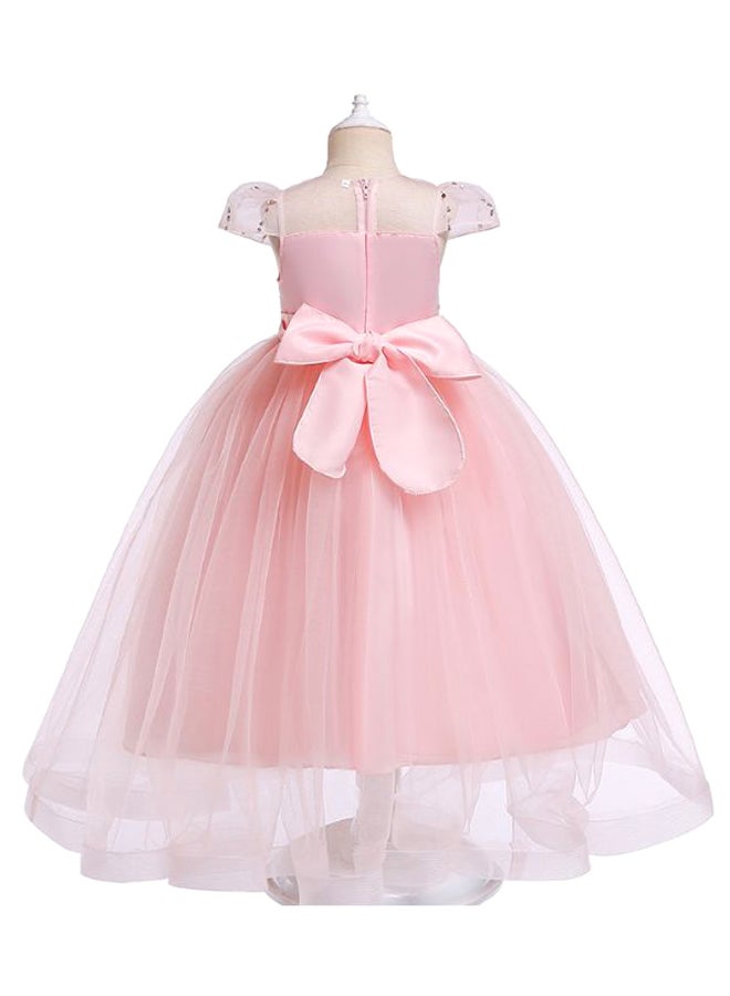 Princess Flower Cap Sleeve Maxi Dress Pink - Image 2